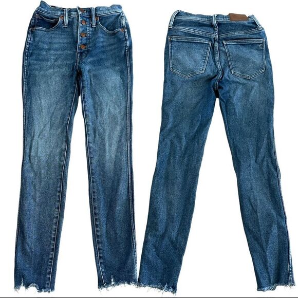 Madewell 10” Hi Rise Button Fly Raw Hem Skinny Jeans Size 24 - Picture 1 of 13